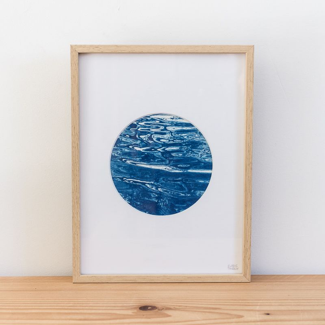 Ondes - Cyanotype encadré - 18x24 cm