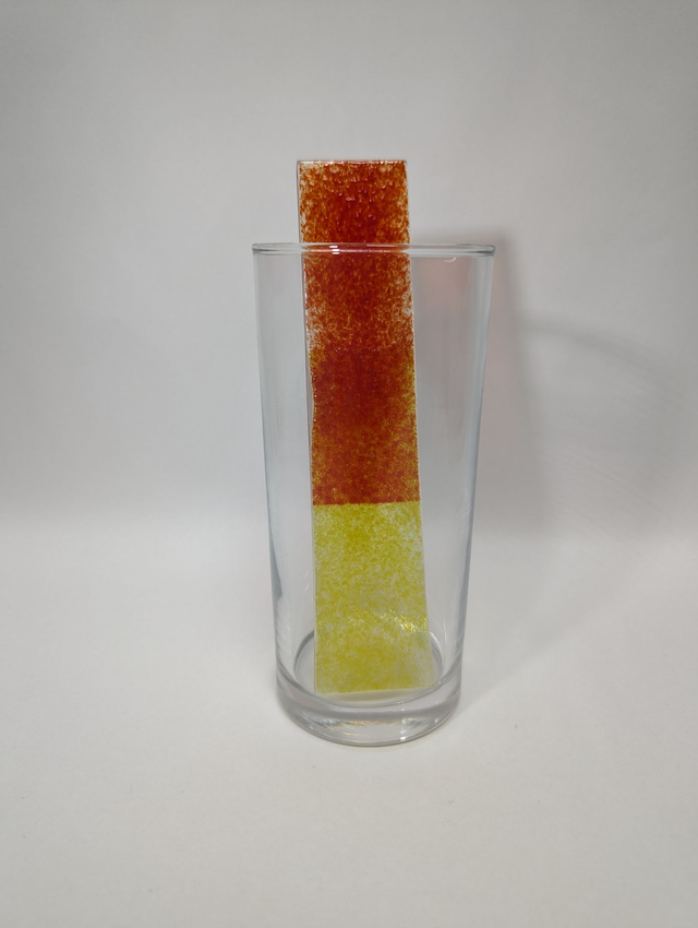 Touillette en verre superposer jaune et rouge