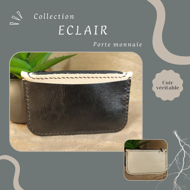 ECLAIR porte monnaie/carte - Crème &amp; Noir
