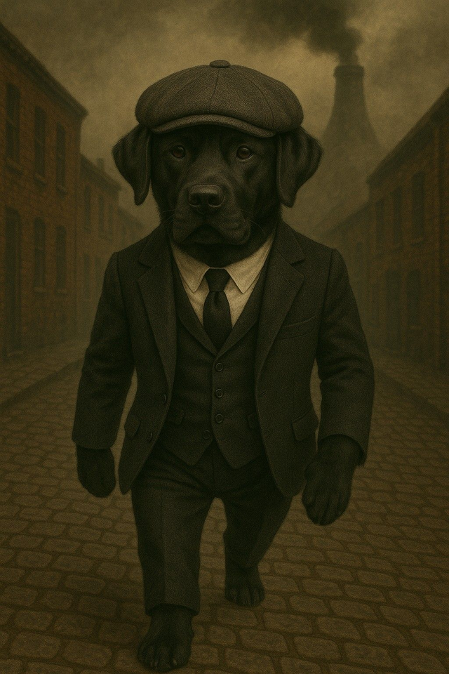 Black Labrador Framed Canvas Peaky Pooch