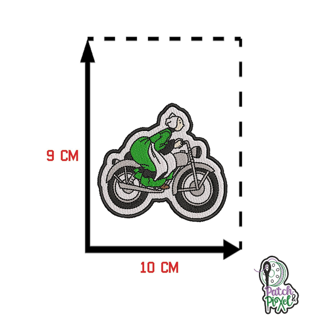 Bécassine sur sa moto patch brodé différentes finitions