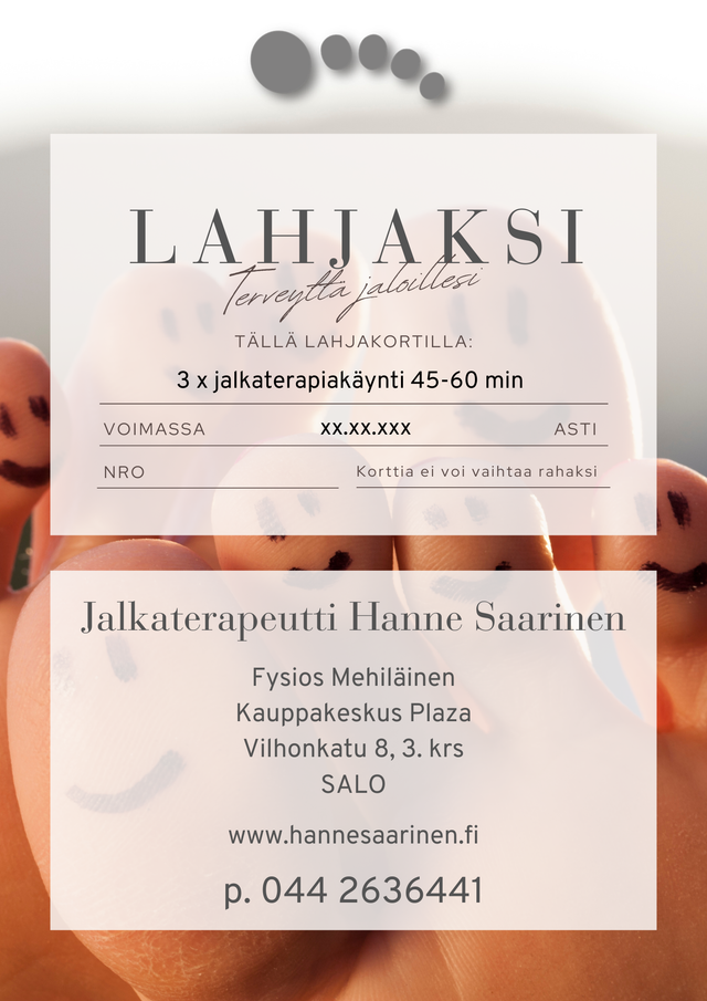 Lahjakortti 3x jalkaterapia 45-60 min