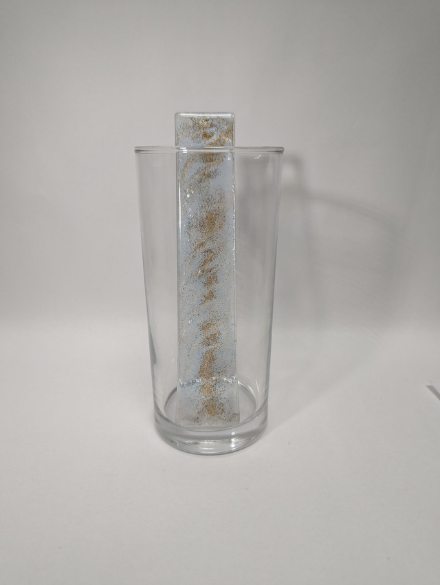 Touillette en poudre de verre + eau bleu et rouge