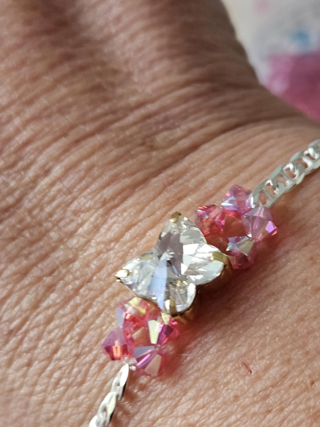 Crystal butterfly silver bracelet 