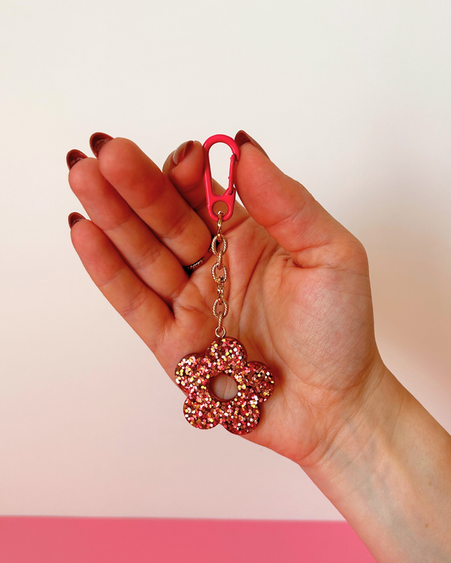 Porte-clé rose et doré
