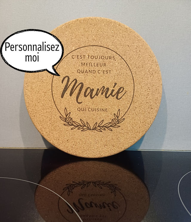 Dessous de plat en liège - gravure laser personnalisable - neuf / Idée cadeau fête, anniversaire, crémaillère, mariage