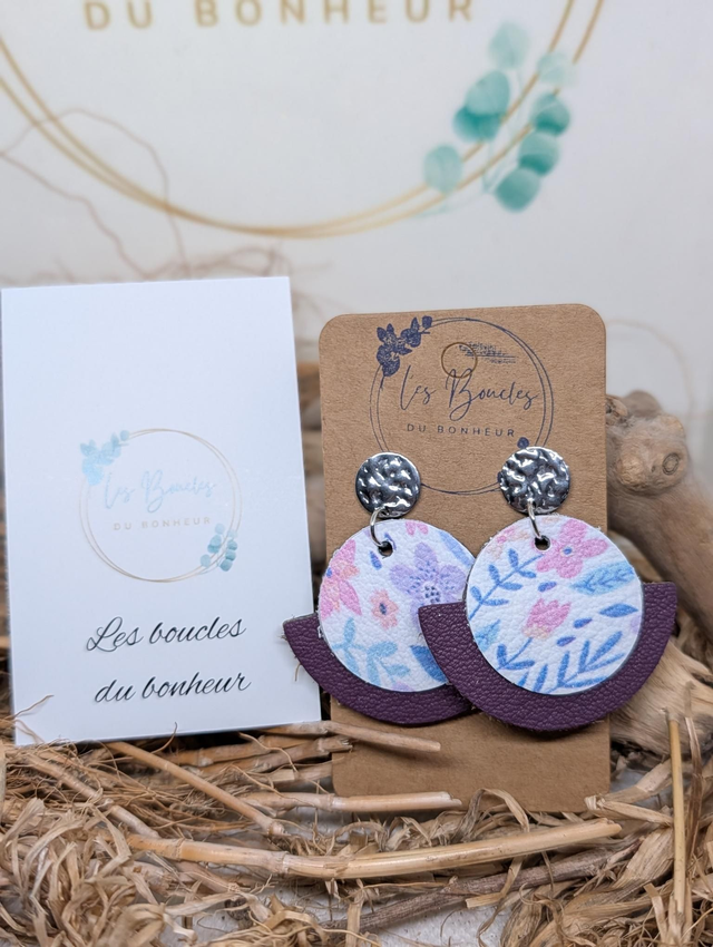 Boucles d'oreilles Dona fleurie pastel violet do115