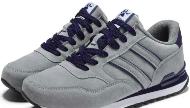 Stoere sportieve herenschoenen ademend voor wandelaars kleur grijs