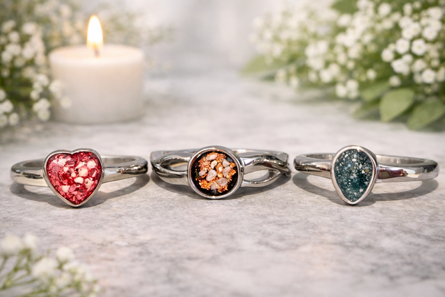 Custom Made Memorial Ring - Circle, Heart, Teardrop