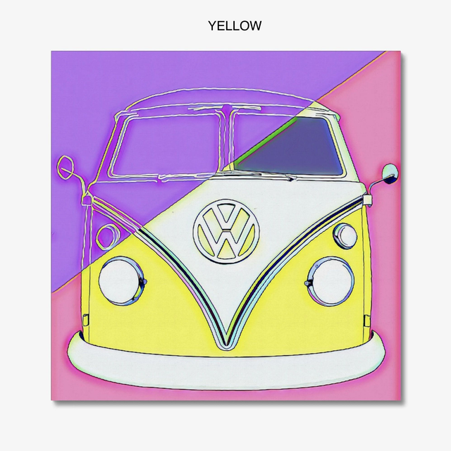Classic VW Camper Pop Art Canvas Pictures, Warhol Style, Wall Art, Four Designs in Six Sizes