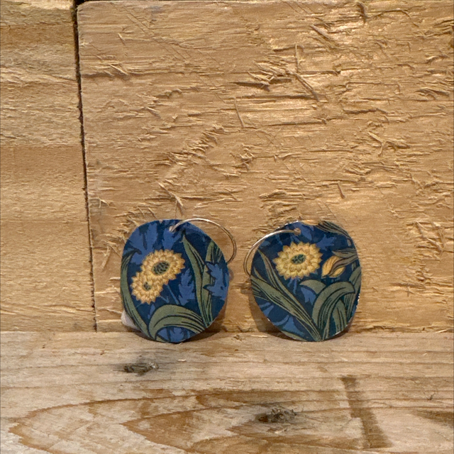 Recycled Tin Earring in William Morris Style 