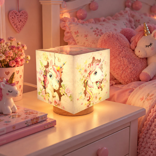 Lampe d'ambiance en cire 10x10cm - "Licorne"