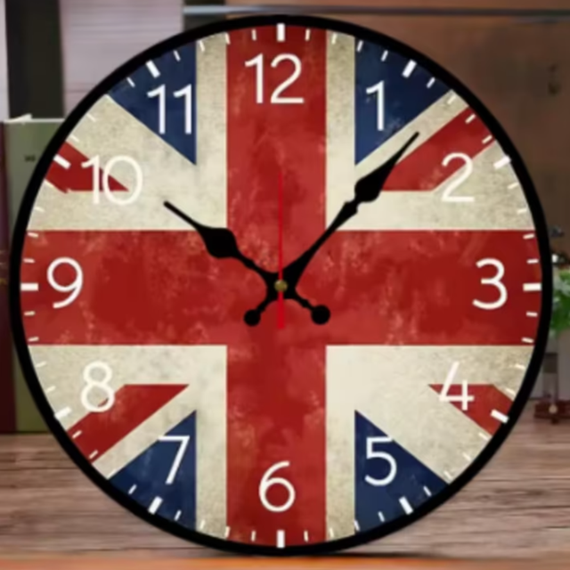 Ronde wandklok van hout Engeland (25cm)