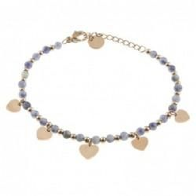 Bracciale donna con pietre naturali e charms a cuore 