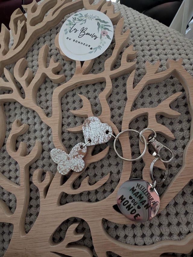 Idée cadeau fête des mères coeur papillon argenté 