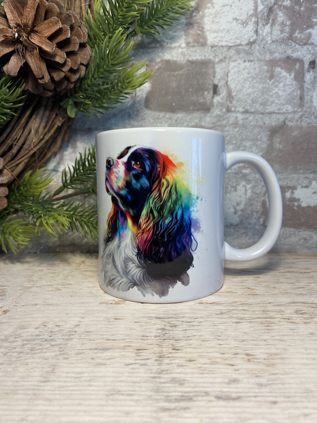 Watercolour Spanel Gift Mug/Coaster Set 