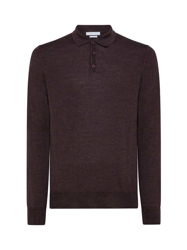 John Courage polo bottoni maniche lunga in lana pettinata