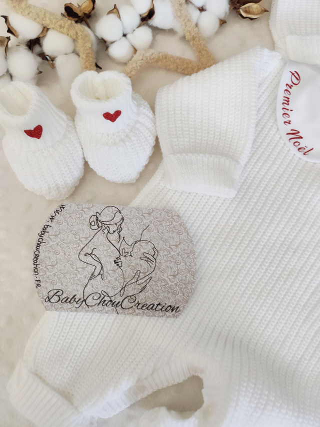 Ensemble en tricot Premier noël Blanc