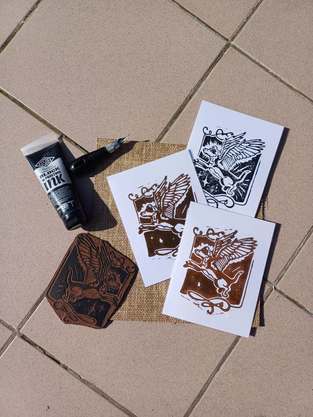 Santos - Impression linogravure