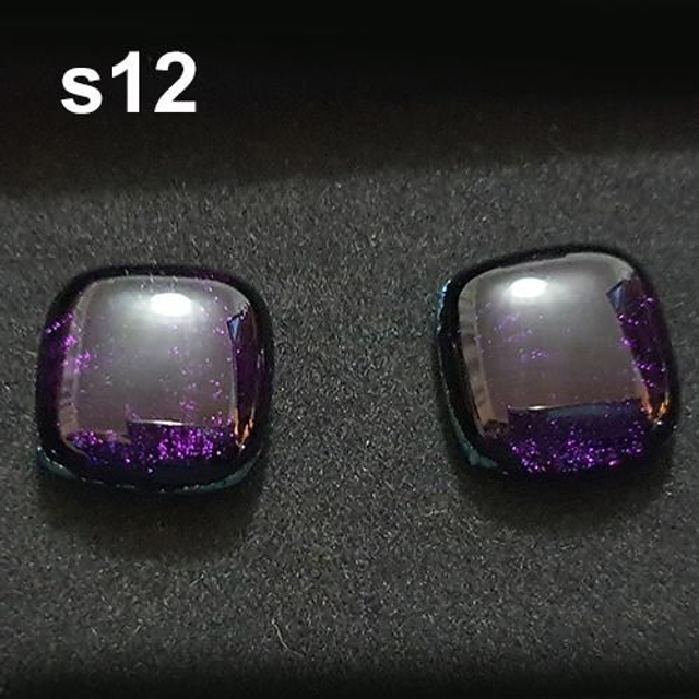 S12 Deep purple glass stud earrings