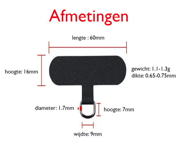 0019 - Koordhouder voor telefoon - anti-verlies - rood