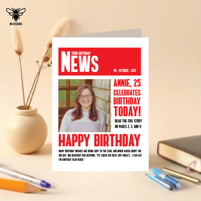 News Paper, Front Page, Birthday Card