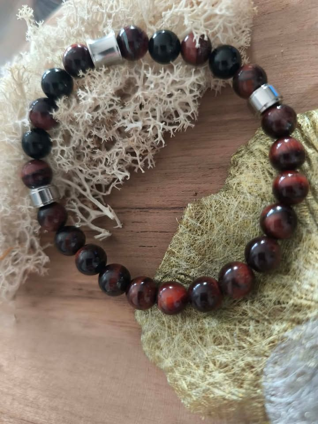 Bracelet "TIAGO", œil de taureau et onyx
