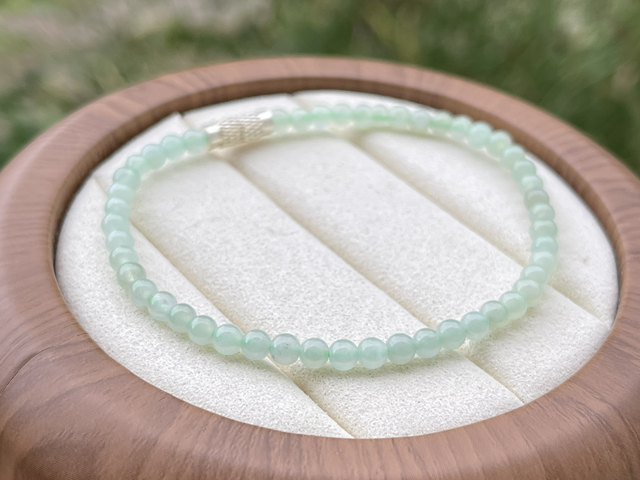 Bracelet perles de jade vert pomme (4mm) - HS719