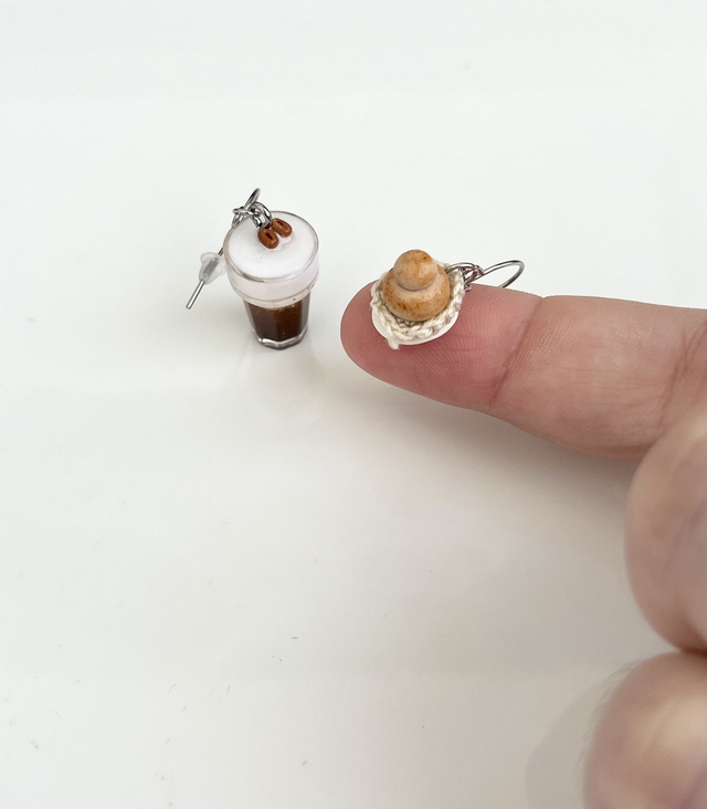 Orecchini Granita Caffè e Panna e Brioche con il tuppo