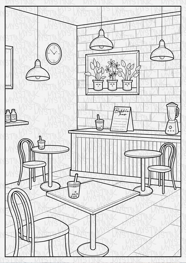 Affiche à colorier "Le Bubble Tea Shop"