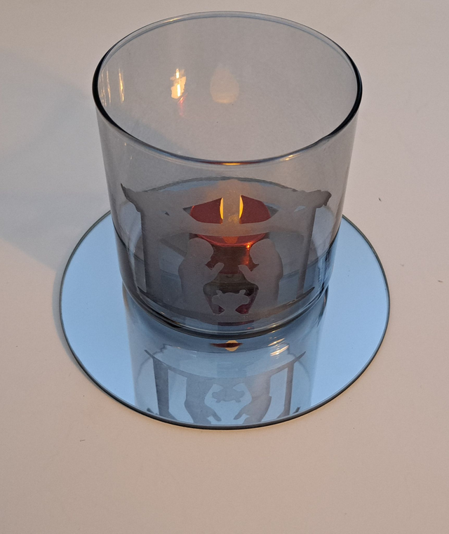 Photophore lumineux "crèche de Noël" verre dépoli