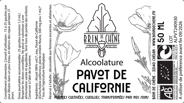 Alcoolature de Pavot de Californie