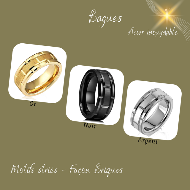 Bague Motifs striés, façon Briques