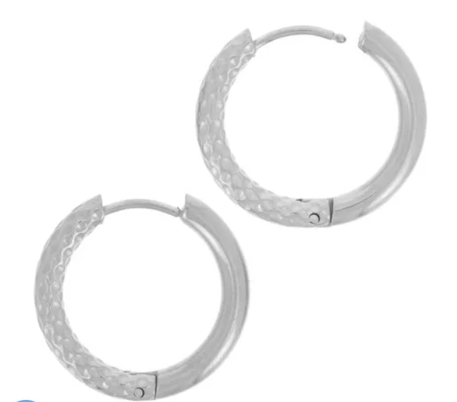 Créoles martelées réversibles- acier inox - 22mm