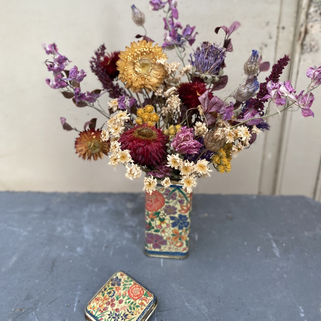 Tiny Tea Tin Dried Flowers