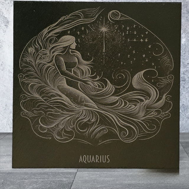 Slate Coaster - Star Sign Aquarius