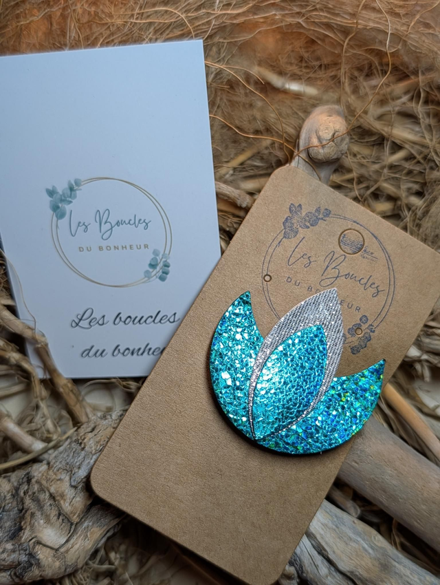 Broche lotus turquoise b012