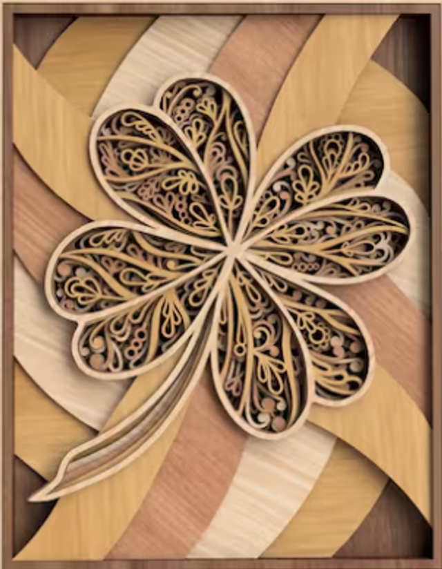 Trèfle porte bonheur mandala multicouches