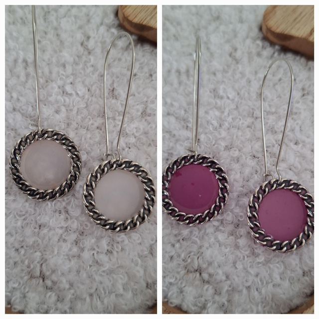 Boucles oreilles chaines thermochromique rose