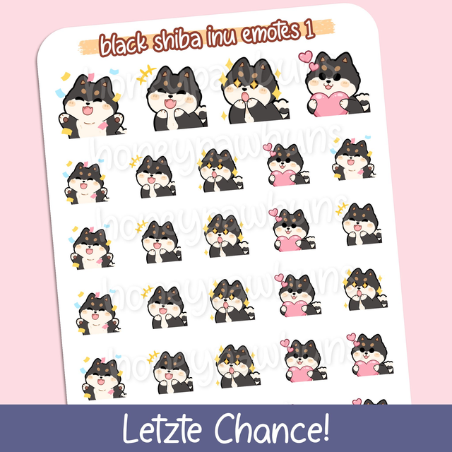 Schwarze Shiba Inu Emotes No. 1 Sticker Sheet - ST2319