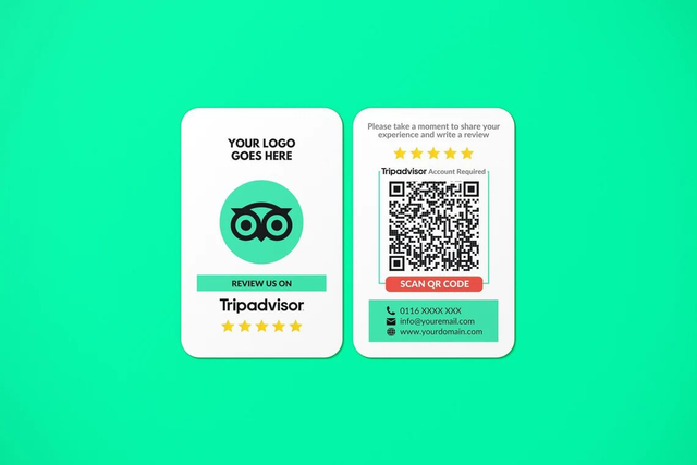 Visitekaartje TripAdvisor-recensie, logo Met NFC - Direct &amp; QR