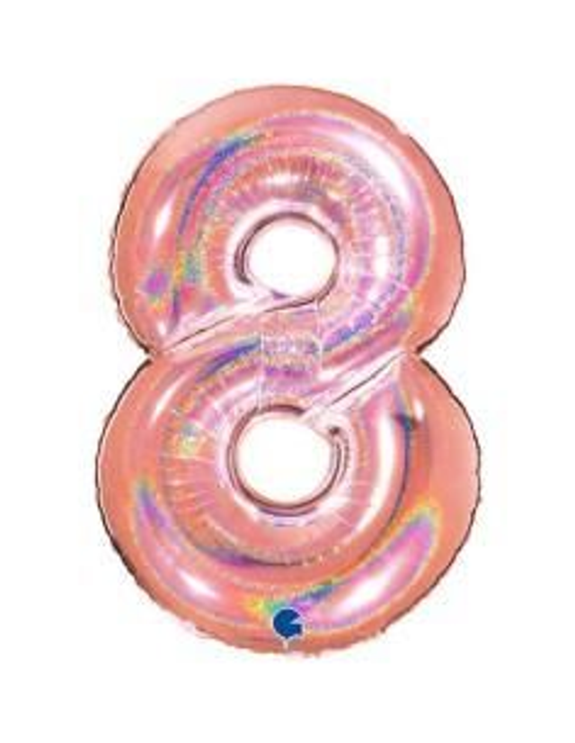 Numero 8 Holografico Rosa Gold