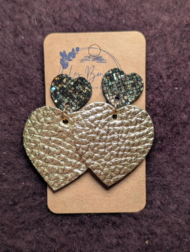 Boucles d'oreilles Louise doré noire lo003