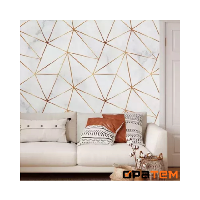 Papel De Parede Adesivo Geometrico Zara Marmore Bronze 5m