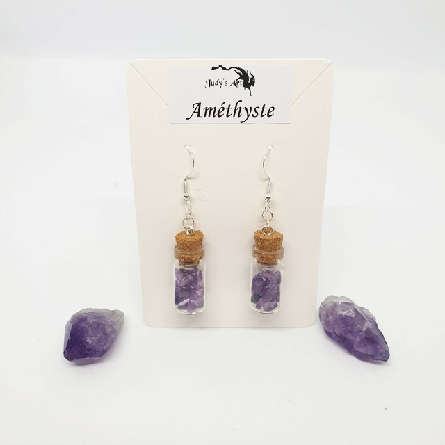 Boucles d'oreilles Améthyste "fioles"