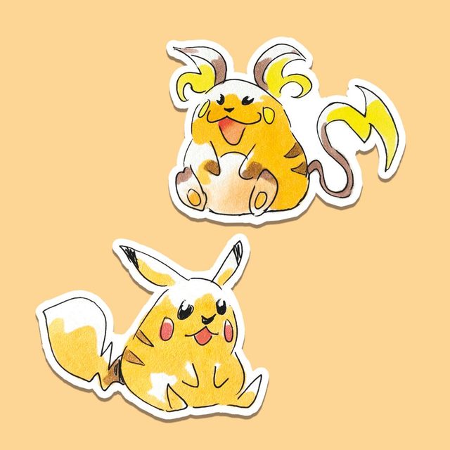 Pikachu and Raichu vinyl stickers
