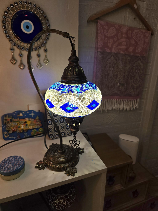 Large Mosaic Swanneck Table Lamp