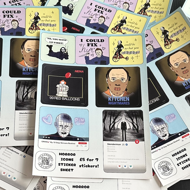 Horror Icons Sticker Sheet