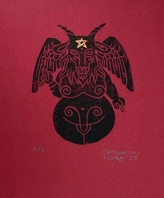 Baphomet - Limited Edition Lino Print (Edition of 6) A4 Size