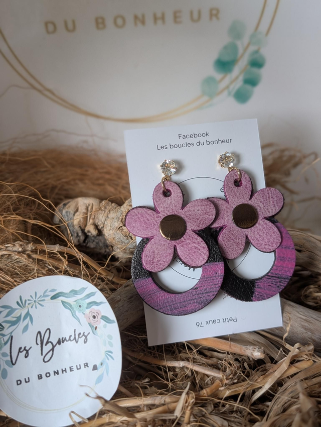 Boucles d'oreilles baby Marguerite rose bm1163